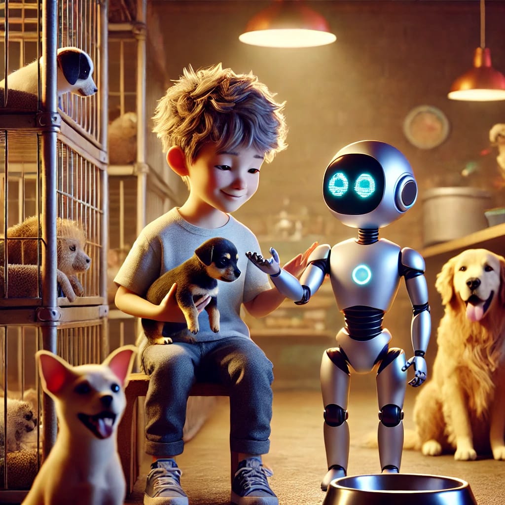 Robotek v útulku pro zvířata
